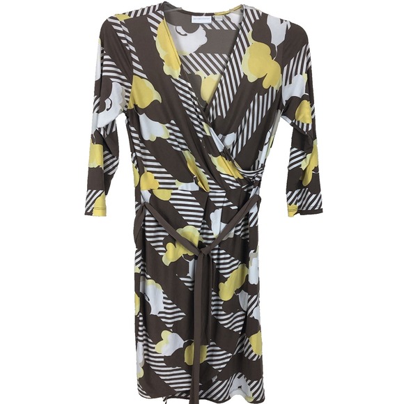 New York & Company Dresses & Skirts - New York and Company dress women's size S brown white yellow floral geometrical